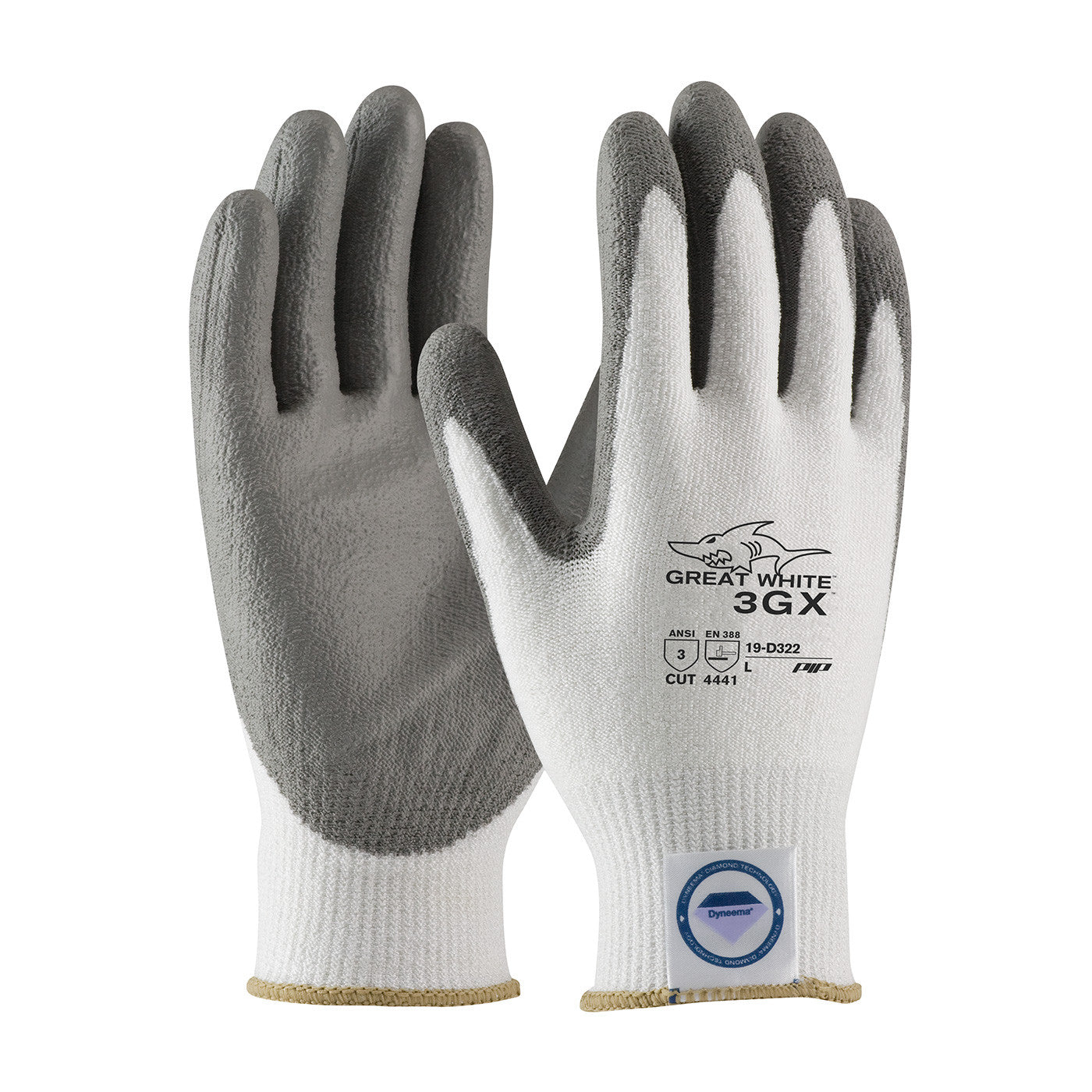 Great White 3GX 19-D322 Dyneema Cut Resistant Gloves, Cut Level A$