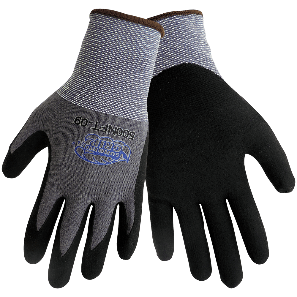 Heavy Duty Smooth Work Gloves Nitrile Coated Blue White Firm Grip