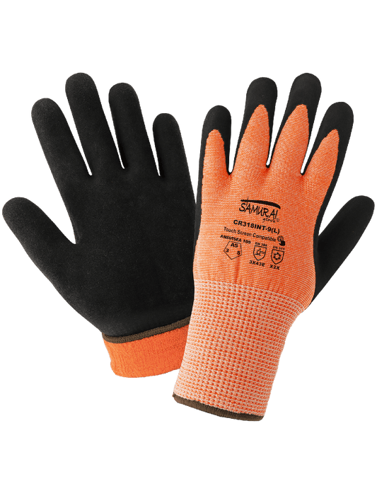 Samurai CR318INT Cut Resistant Water Repellent, Low Temperature Touch Screen Gloves, ANSI Cut Level A5