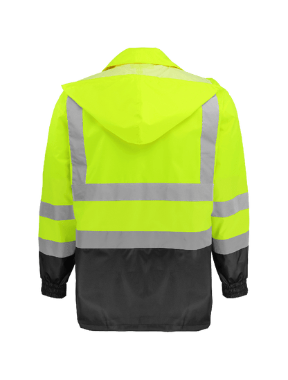 FrogWear® HV High-Visibility Yellow/Green Polyurethane Coated 150D Oxford Polyester Rain Jacket - GLO-1500