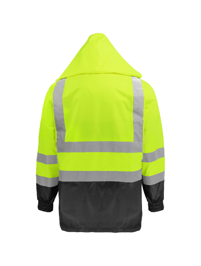 FrogWear® HV High-Visibility Yellow/Green Polyurethane Coated 150D Oxford Polyester Rain Jacket - GLO-1500