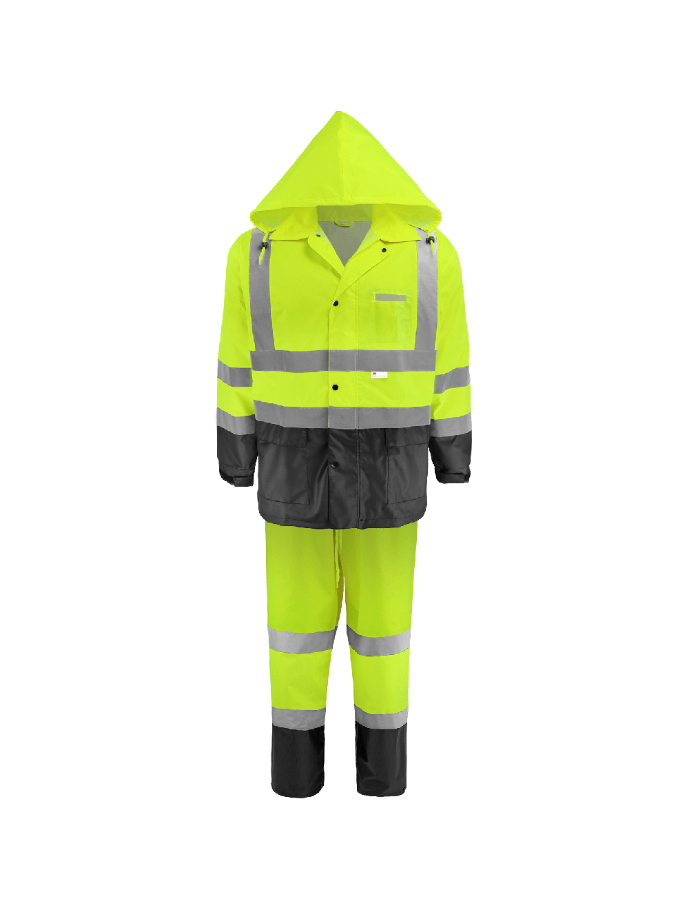 Global Glove & Safety FrogWear® HV High-Visibility Yellow/Green Two-Piece Rain Suit Polyurethane Coated 150D Oxford Polyester - GLO-1590