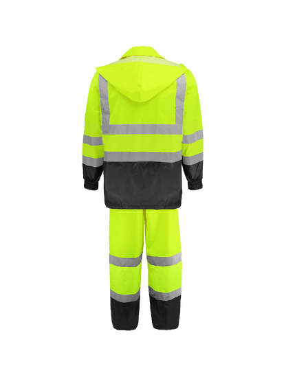 Global Glove & Safety FrogWear® HV High-Visibility Yellow/Green Two-Piece Rain Suit Polyurethane Coated 150D Oxford Polyester - GLO-1590