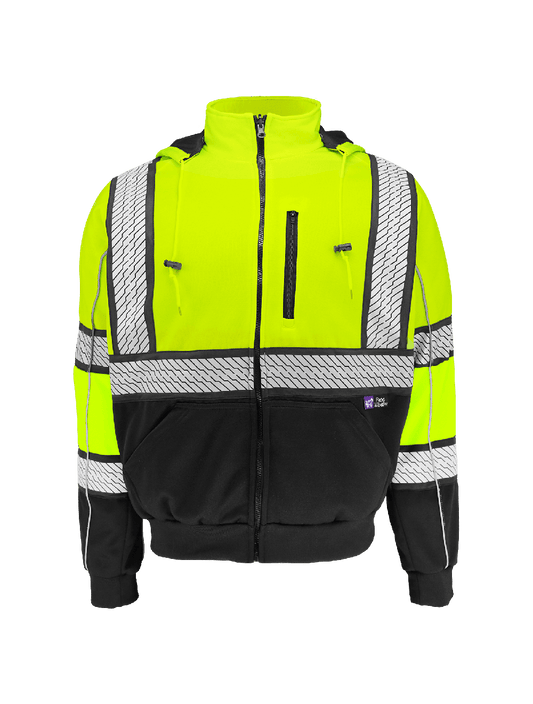 FrogWear® HV High-Visibility Heavy Duty Multi-Layer Hooded Safety Sweatshirt with Insulation - GLO-HS3