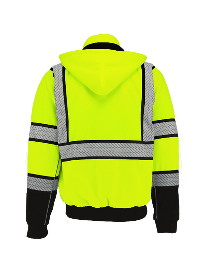 FrogWear® HV High-Visibility Heavy Duty Multi-Layer Hooded Safety Sweatshirt with Insulation - GLO-HS3