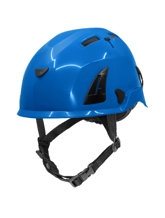 Bullhead Safety™ Head Protection Blue Type 2 Climbing Style Protective Helmet with Optional Venting, a Four-Point Chin Strap, and a Ratchet Suspension - HH-CH2-B