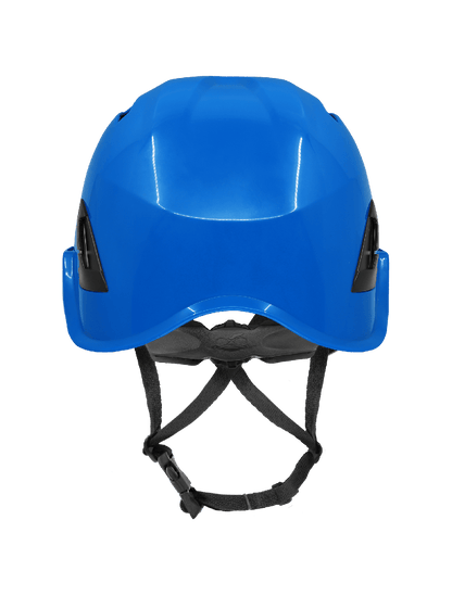 Bullhead Safety™ Head Protection Blue Type 2 Climbing Style Protective Helmet with Optional Venting, a Four-Point Chin Strap, and a Ratchet Suspension - HH-CH2-B